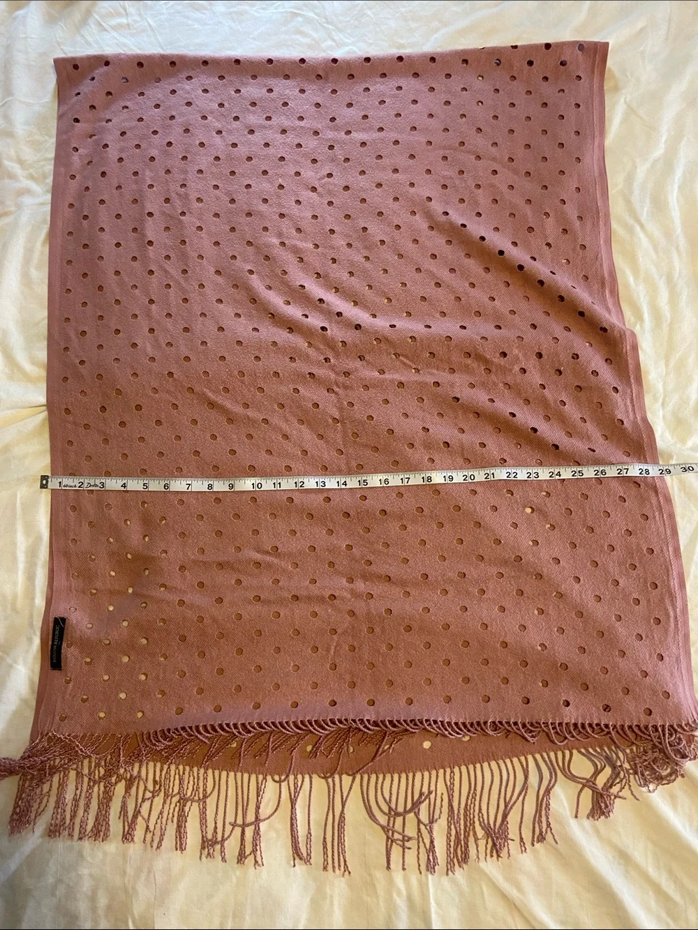Banana Republic Mauve Perforated Fringe Shawl/Scarf